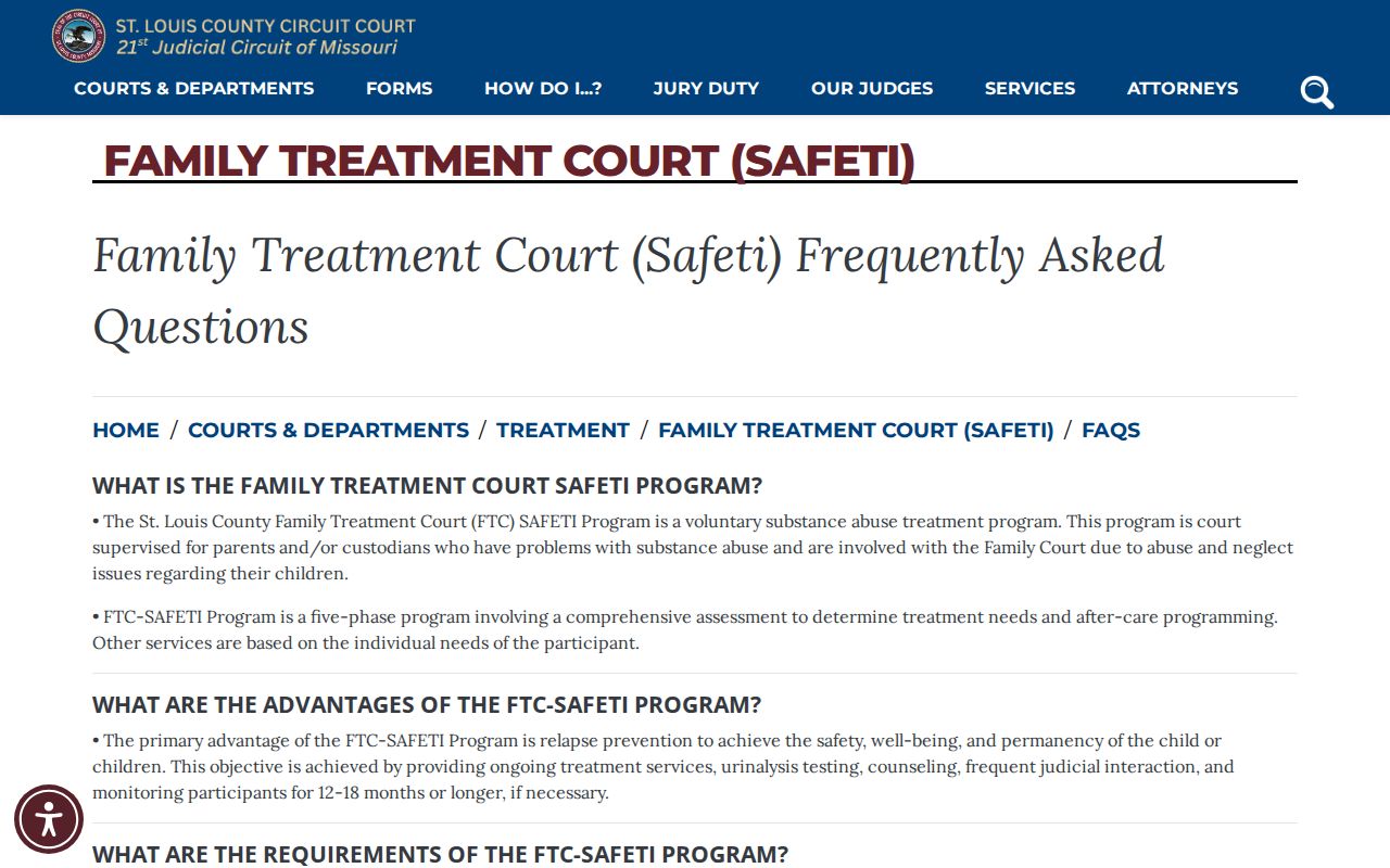 Ballwin court record context from St. Louis County Family Treatment Court and SAFETI information