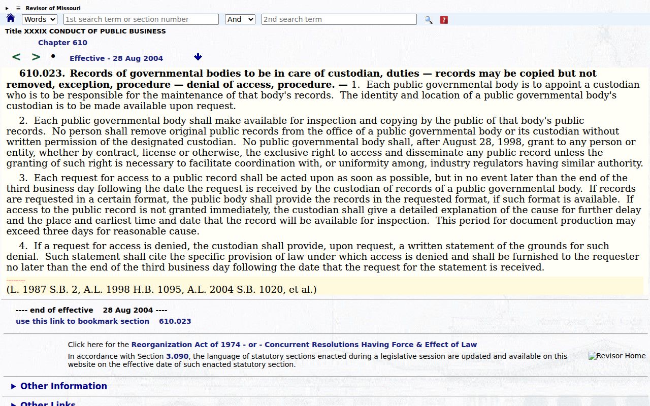 St. Louis County court record search reference for Missouri inspection and copying rules
