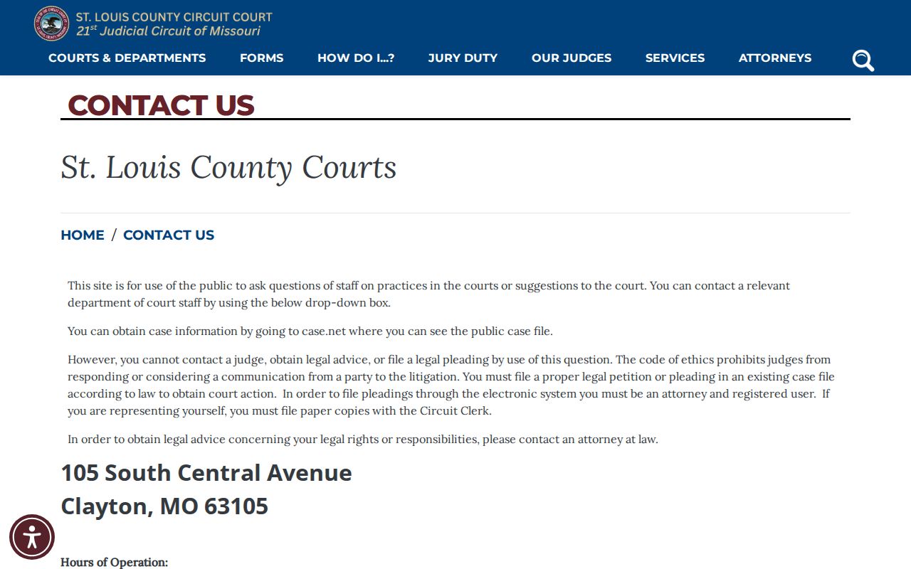 St. Louis County court docket court contact and hours information