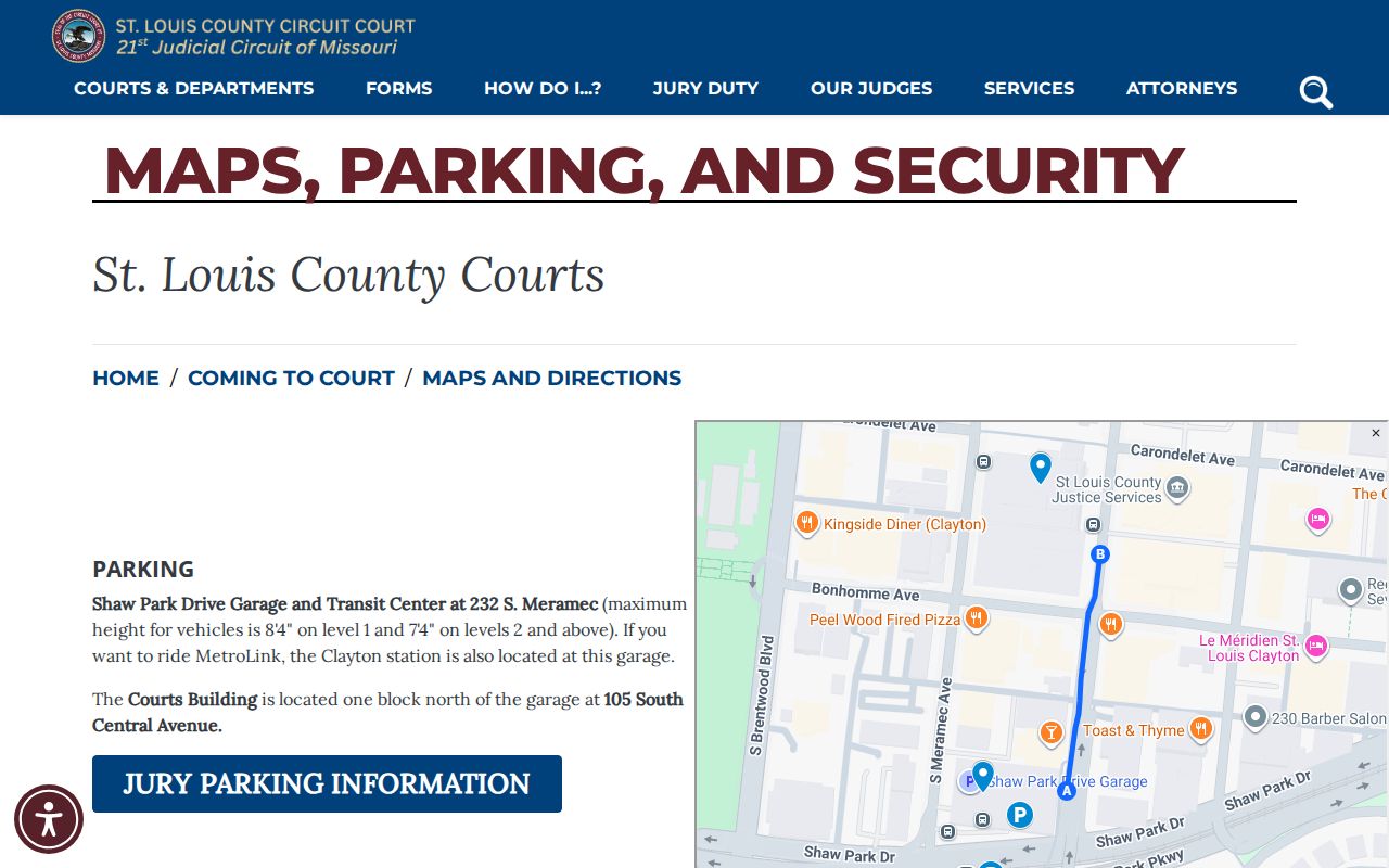 St. Louis County court docket courthouse access and parking information