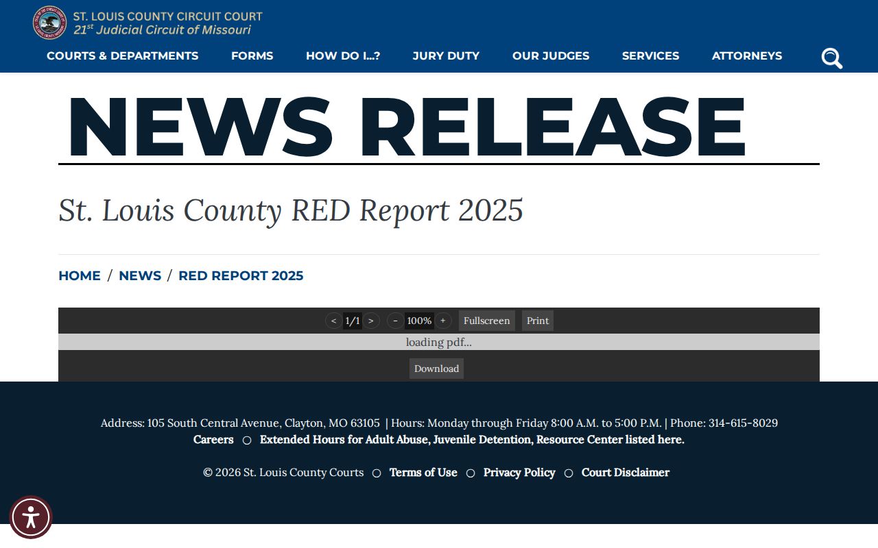 University City court record context from the St. Louis County RED Report 2025 announcement