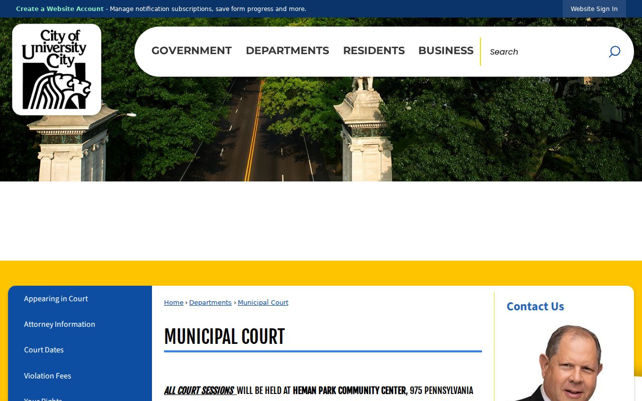 University City court docket municipal court information page